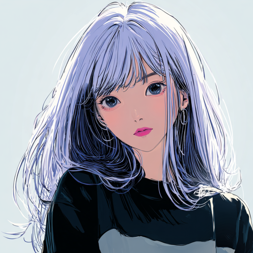 maddyのプロフィール写真 - 紫とホワイトのロングヘアと青い瞳を持つ人物、フリーランスヘアメイクアーティスト
